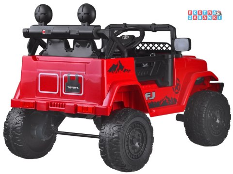 Toyota FJ Cruiser na akumulator - czerwony, 2x35W 12V/4.5Ah, pilot, EVA, ekoskóra, 3-punktowe pasy [PA0301]