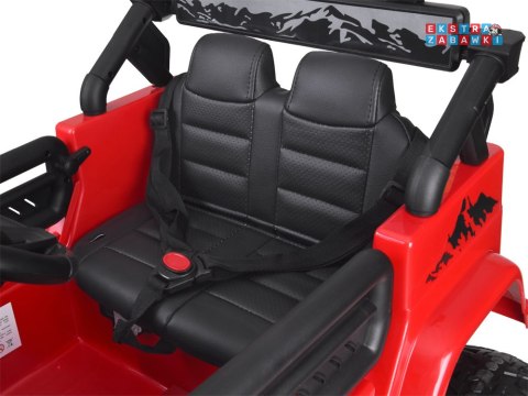 Toyota FJ Cruiser na akumulator - czerwony, 2x35W 12V/4.5Ah, pilot, EVA, ekoskóra, 3-punktowe pasy [PA0301]