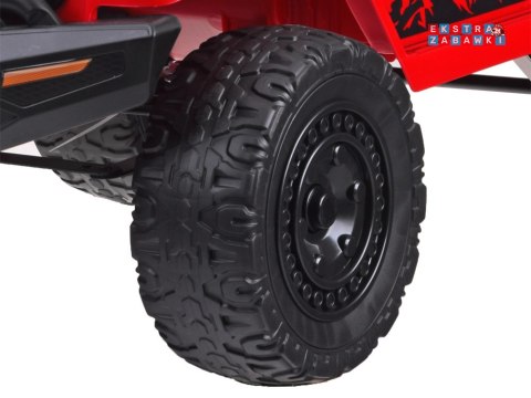 Toyota FJ Cruiser na akumulator - czerwony, 2x35W 12V/4.5Ah, pilot, EVA, ekoskóra, 3-punktowe pasy [PA0301]