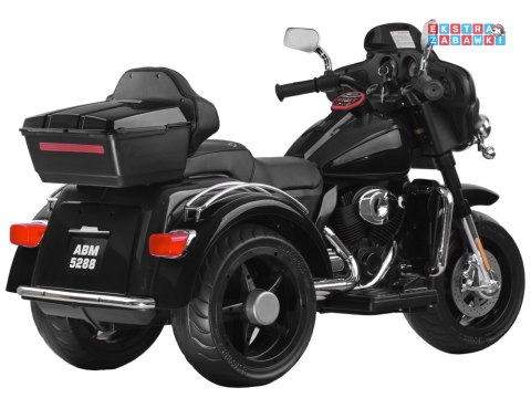 Motorek Chopper trójkołowy na akumulator - czarny, 2x45W 12V/4.5Ah, kluczyki, EVA, panel muzyczny [PA0254]