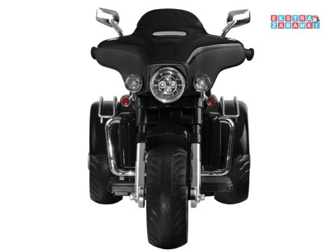 Motorek Chopper trójkołowy na akumulator - czarny, 2x45W 12V/4.5Ah, kluczyki, EVA, panel muzyczny [PA0254]