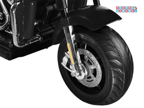 Motorek Chopper trójkołowy na akumulator - czarny, 2x45W 12V/4.5Ah, kluczyki, EVA, panel muzyczny [PA0254]