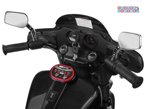 Motorek Chopper trójkołowy na akumulator - czarny, 2x45W 12V/4.5Ah, kluczyki, EVA, panel muzyczny [PA0254]