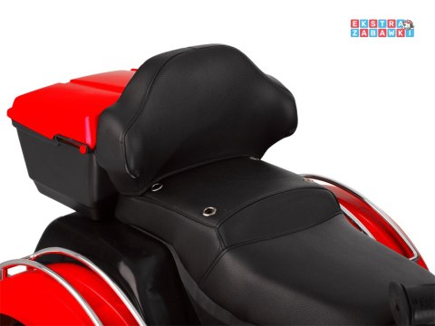 Motorek Chopper trójkołowy na akumulator - czerwony, 2x45W 12V/4.5Ah, kluczyki, EVA, panel muzyczny [PA0254]