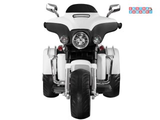 Motorek Chopper trójkołowy na akumulator - biały, 2x45W 12V/4.5Ah, kluczyki, EVA, panel muzyczny [PA0254]