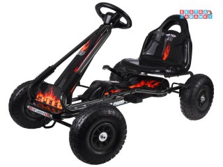 Duży gokart na pedały z regulowanym siedziskkiem i pompowanymi kołami czarny [SP0839]