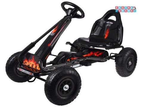 Duży gokart na pedały z regulowanym siedziskkiem i pompowanymi kołami czarny [SP0839]