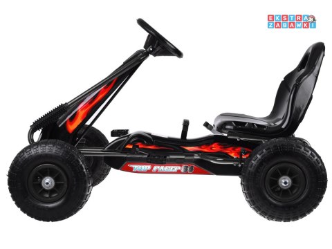 Duży gokart na pedały z regulowanym siedziskkiem i pompowanymi kołami czarny [SP0839]
