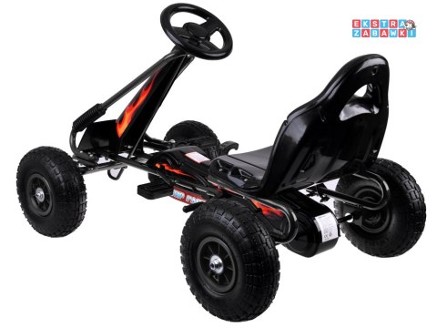 Duży gokart na pedały z regulowanym siedziskkiem i pompowanymi kołami czarny [SP0839]