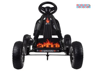 Duży gokart na pedały z regulowanym siedziskkiem i pompowanymi kołami czarny [SP0839]
