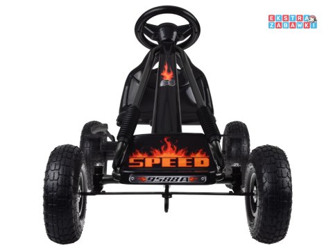 Duży gokart na pedały z regulowanym siedziskkiem i pompowanymi kołami czarny [SP0839]