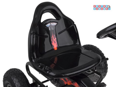 Duży gokart na pedały z regulowanym siedziskkiem i pompowanymi kołami czarny [SP0839]