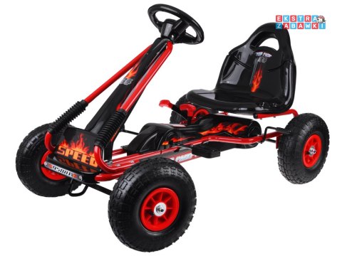 Duży gokart na pedały z regulowanym siedziskkiem i pompowanymi kołami czerwony [SP0839]
