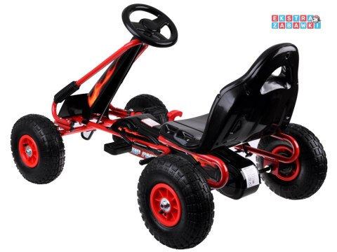 Duży gokart na pedały z regulowanym siedziskkiem i pompowanymi kołami czerwony [SP0839]