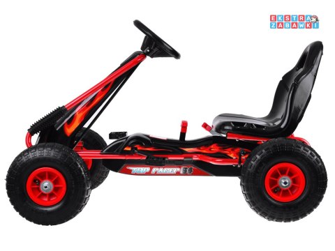 Duży gokart na pedały z regulowanym siedziskkiem i pompowanymi kołami czerwony [SP0839]