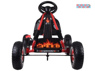 Duży gokart na pedały z regulowanym siedziskkiem i pompowanymi kołami czerwony [SP0839]