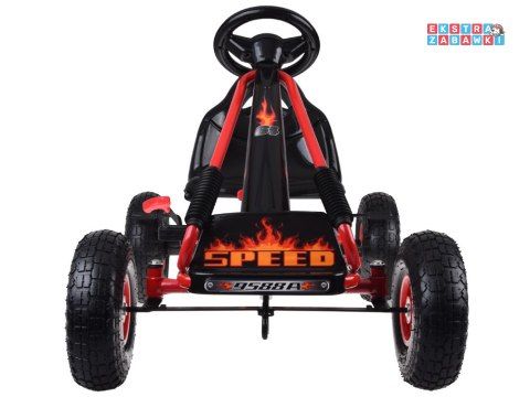 Duży gokart na pedały z regulowanym siedziskkiem i pompowanymi kołami czerwony [SP0839]