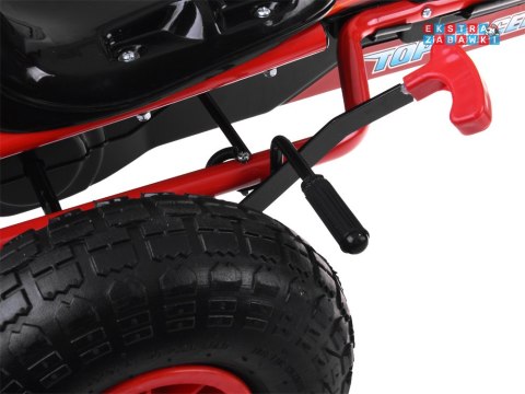 Duży gokart na pedały z regulowanym siedziskkiem i pompowanymi kołami czerwony [SP0839]