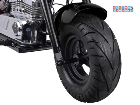 Motor Chopper na akumulator - czarny, 24V/14Ah, do 20 km/h, max 80kg, pompowane koła, hamulec tarczowy, LED [PA0318]