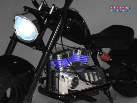 Motor Chopper na akumulator - czarny, 24V/14Ah, do 20 km/h, max 80kg, pompowane koła, hamulec tarczowy, LED [PA0318]
