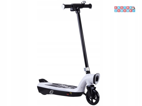 Biała hulajnoga elektryczna dla dzieci - 1x45W 12V/7Ah, do 11km/h, do 50kg, oświetlenie LED [SP0737]