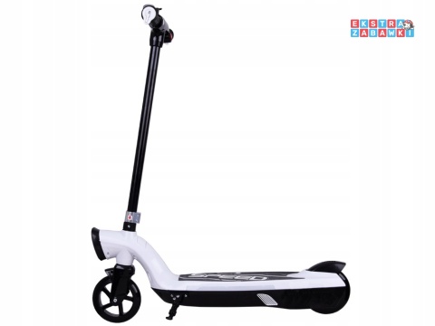 Biała hulajnoga elektryczna dla dzieci - 1x45W 12V/7Ah, do 11km/h, do 50kg, oświetlenie LED [SP0737]