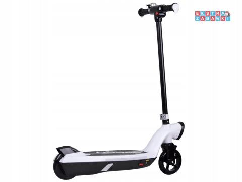 Biała hulajnoga elektryczna dla dzieci - 1x45W 12V/7Ah, do 11km/h, do 50kg, oświetlenie LED [SP0737]