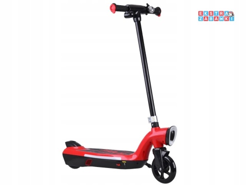 Czerwona hulajnoga elektryczna dla dzieci - 1x45W 12V/7Ah, do 11km/h, do 50kg, oświetlenie LED [SP0737]
