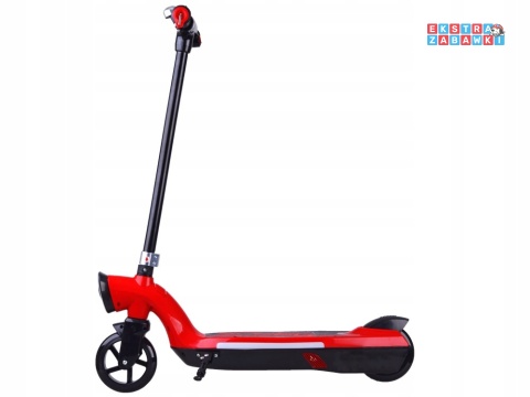Czerwona hulajnoga elektryczna dla dzieci - 1x45W 12V/7Ah, do 11km/h, do 50kg, oświetlenie LED [SP0737]