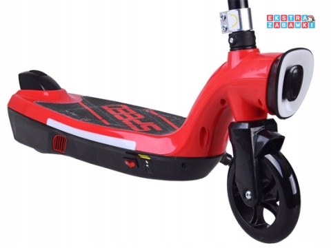 Czerwona hulajnoga elektryczna dla dzieci - 1x45W 12V/7Ah, do 11km/h, do 50kg, oświetlenie LED [SP0737]