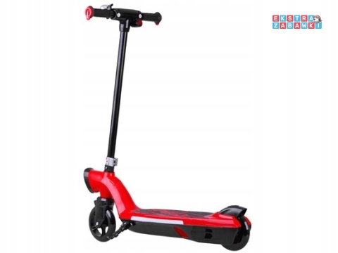 Czerwona hulajnoga elektryczna dla dzieci - 1x45W 12V/7Ah, do 11km/h, do 50kg, oświetlenie LED [SP0737]