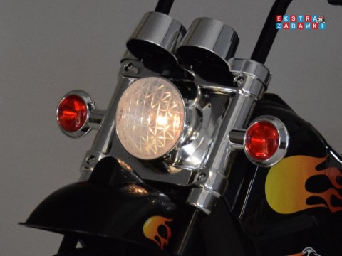 Motorek Chopper na akumulator - czarny, 1x20W 6V/4.5Ah, efekty świetlne i dźwiękowe [PA0305]