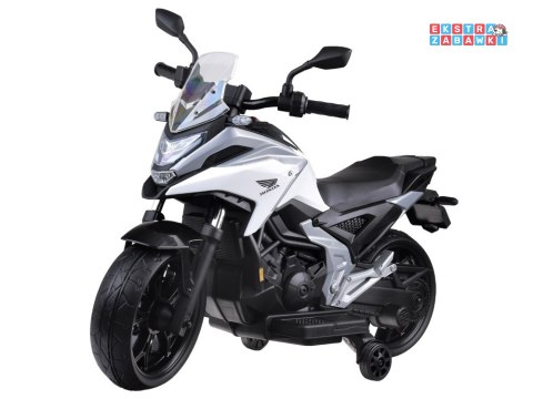 Motorek HONDA NC750X na akumulator - biały, 2x35W 12V/4.5Ah, panel muzyczny, boczne kółka, klakson, dźwięki [PA0314]
