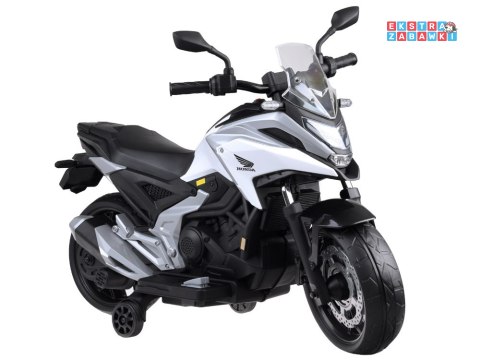 Motorek HONDA NC750X na akumulator - biały, 2x35W 12V/4.5Ah, panel muzyczny, boczne kółka, klakson, dźwięki [PA0314]