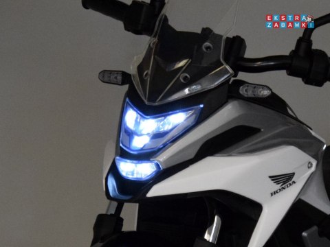 Motorek HONDA NC750X na akumulator - biały, 2x35W 12V/4.5Ah, panel muzyczny, boczne kółka, klakson, dźwięki [PA0314]