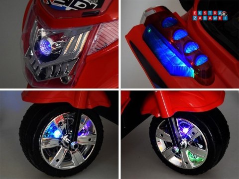 Różowy motorek na akumulator - 6V/4.5Ah, panel muzyczny, kolorowe światła LED [PA0241]