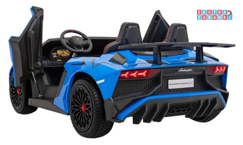 Niebieskie Lamborghini Aventador SV Strong na akumulator - 1x200W, 24V/14Ah, pompowane koła, bezszczotkowy - [A8803.STRONG]