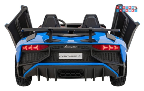 Niebieskie Lamborghini Aventador SV Strong na akumulator - 1x200W, 24V/14Ah, pompowane koła, bezszczotkowy - [A8803.STRONG]