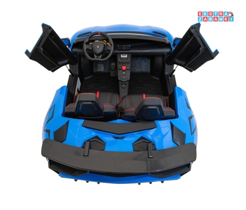 Niebieskie Lamborghini Aventador SV Strong na akumulator - 1x200W, 24V/14Ah, pompowane koła, bezszczotkowy - [A8803.STRONG]