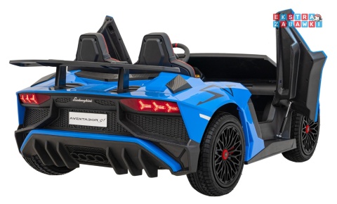 Niebieskie Lamborghini Aventador SV Strong na akumulator - 1x200W, 24V/14Ah, pompowane koła, bezszczotkowy - [A8803.STRONG]