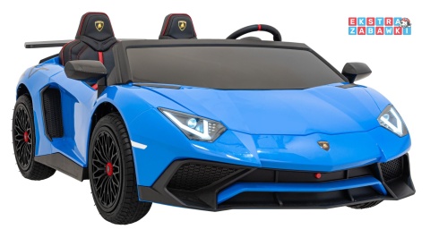 Niebieskie Lamborghini Aventador SV Strong na akumulator - 1x200W, 24V/14Ah, pompowane koła, bezszczotkowy - [A8803.STRONG]