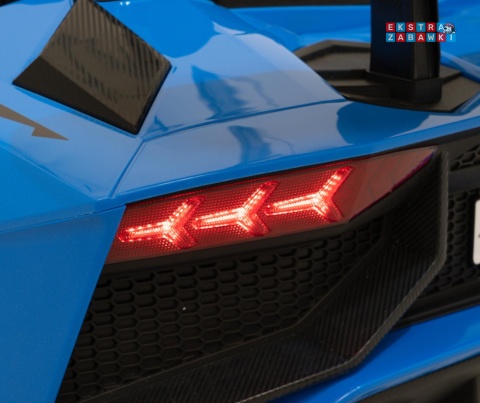Niebieskie Lamborghini Aventador SV Strong na akumulator - 1x200W, 24V/14Ah, pompowane koła, bezszczotkowy - [A8803.STRONG]
