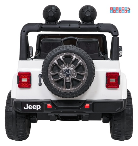 Jeep Wrangler Rubicon LIFT modelu JWR555 na akumulator - biały, 4x200W 24V/7Ah, ekoskóra, EVA, Bluetooth, pilot [JWR556]