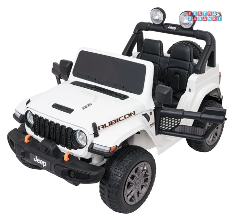 Jeep Wrangler Rubicon LIFT modelu JWR555 na akumulator - biały, 4x200W 24V/7Ah, ekoskóra, EVA, Bluetooth, pilot [JWR556]