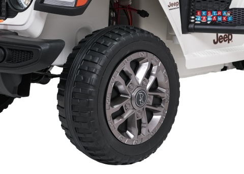 Jeep Wrangler Rubicon LIFT modelu JWR555 na akumulator - biały, 4x200W 24V/7Ah, ekoskóra, EVA, Bluetooth, pilot [JWR556]