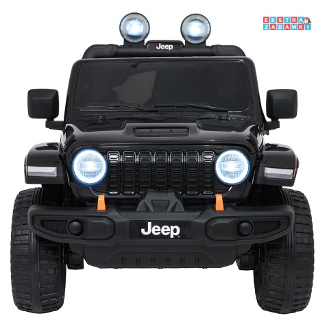 Czarny Jeep Wrangler Rubicon LIFT modelu JWR555 na akumulator - 4x200W 24V/7Ah, ekoskóra, EVA, Bluetooth, pilot [JWR556]