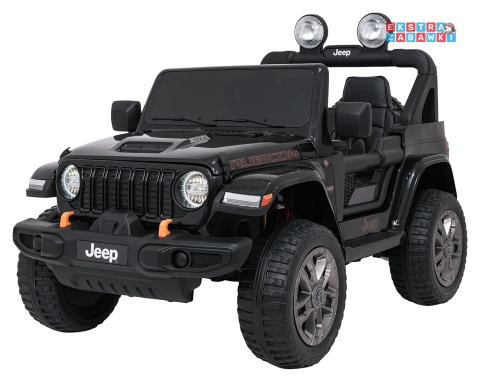 Czarny Jeep Wrangler Rubicon LIFT modelu JWR555 na akumulator - 4x200W 24V/7Ah, ekoskóra, EVA, Bluetooth, pilot [JWR556]