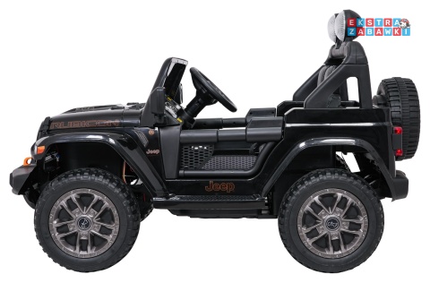 Czarny Jeep Wrangler Rubicon LIFT modelu JWR555 na akumulator - 4x200W 24V/7Ah, ekoskóra, EVA, Bluetooth, pilot [JWR556]