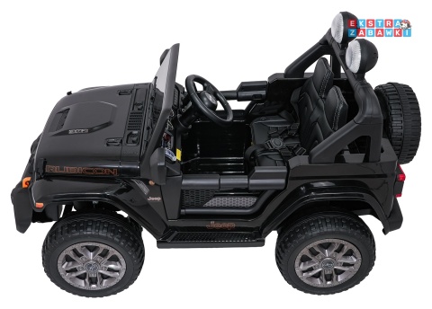 Czarny Jeep Wrangler Rubicon LIFT modelu JWR555 na akumulator - 4x200W 24V/7Ah, ekoskóra, EVA, Bluetooth, pilot [JWR556]