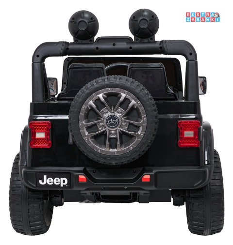 Czarny Jeep Wrangler Rubicon LIFT modelu JWR555 na akumulator - 4x200W 24V/7Ah, ekoskóra, EVA, Bluetooth, pilot [JWR556]